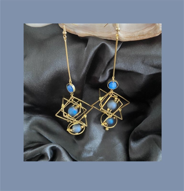 Fashion Geometry Blue Crystal Earrings-Jewearrings