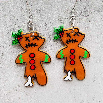 Fashion Gingerbread Man Acrylic Earrings-Jewearrings