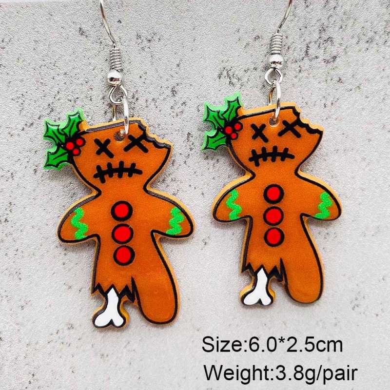 Fashion Gingerbread Man Acrylic Earrings-Jewearrings