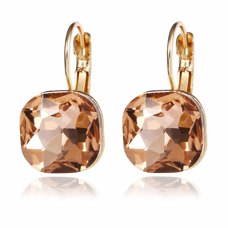 Fashion Gold Color Earring For Women Crystal Cubic Zirconia Stud Earrings-Jewearrings