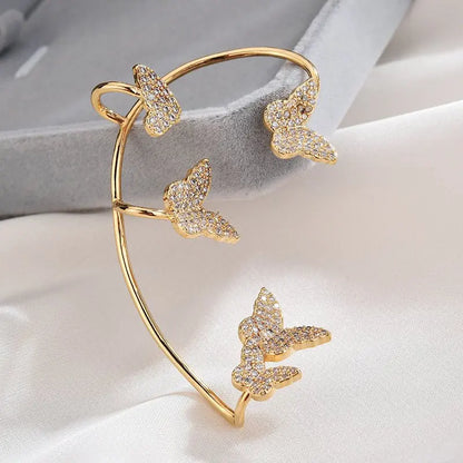 Fashion Gold Metal Butterfly Ear Clips-Jewearrings