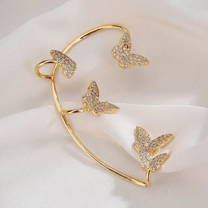 Fashion Gold Metal Butterfly Ear Clips-Jewearrings