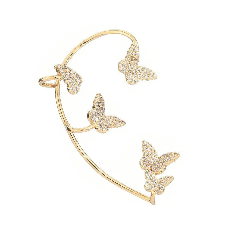 Fashion Gold Metal Butterfly Ear Clips-Jewearrings