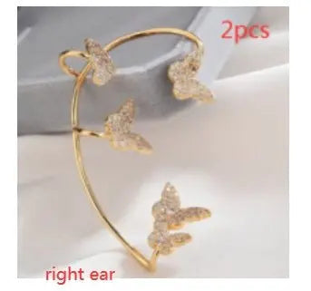 Fashion Gold Metal Butterfly Ear Clips-Jewearrings