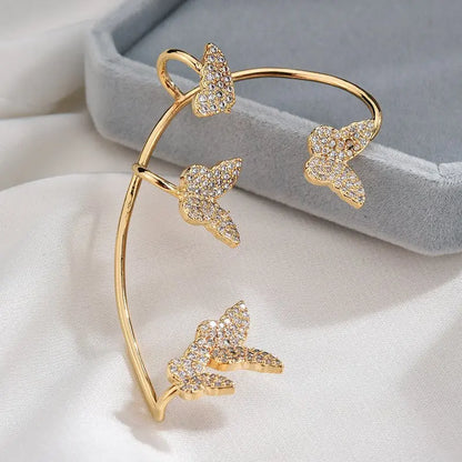 Fashion Gold Metal Butterfly Ear Clips-Jewearrings