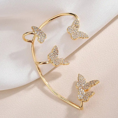 Fashion Gold Metal Butterfly Ear Clips-Jewearrings