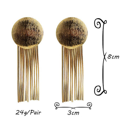 Fashion Gold Round Alloy Tassel Earrings-Jewearrings