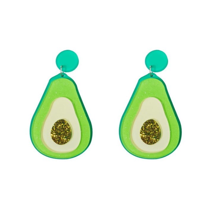 Fashion Green Avocado Drop Earrings Exaggerated Big Fruit Avocado Drop Earrings Cool Punk Jewelry Accessaries Women-Jewearrings