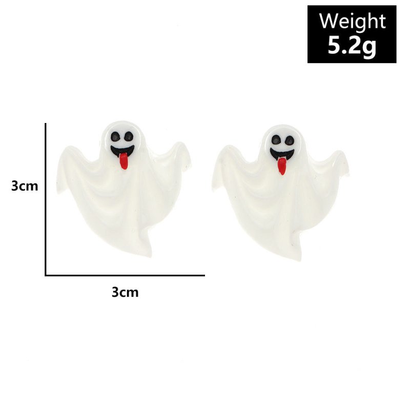 Fashion Halloween Simulation Plastic Ghost Face Pumpkin Ghost Death Ghost Festival Stud Earrings-Jewearrings