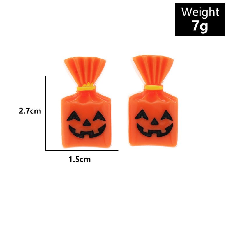 Fashion Halloween Simulation Plastic Ghost Face Pumpkin Ghost Death Ghost Festival Stud Earrings-Jewearrings