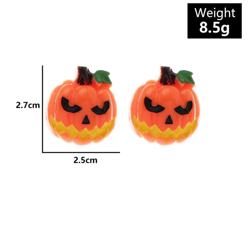 Fashion Halloween Simulation Plastic Ghost Face Pumpkin Ghost Death Ghost Festival Stud Earrings-Jewearrings