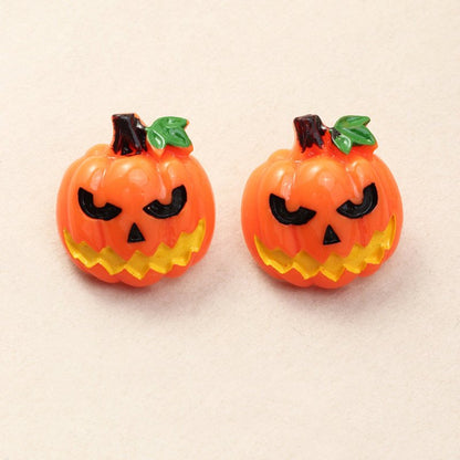 Fashion Halloween Simulation Plastic Ghost Face Pumpkin Ghost Death Ghost Festival Stud Earrings-Jewearrings