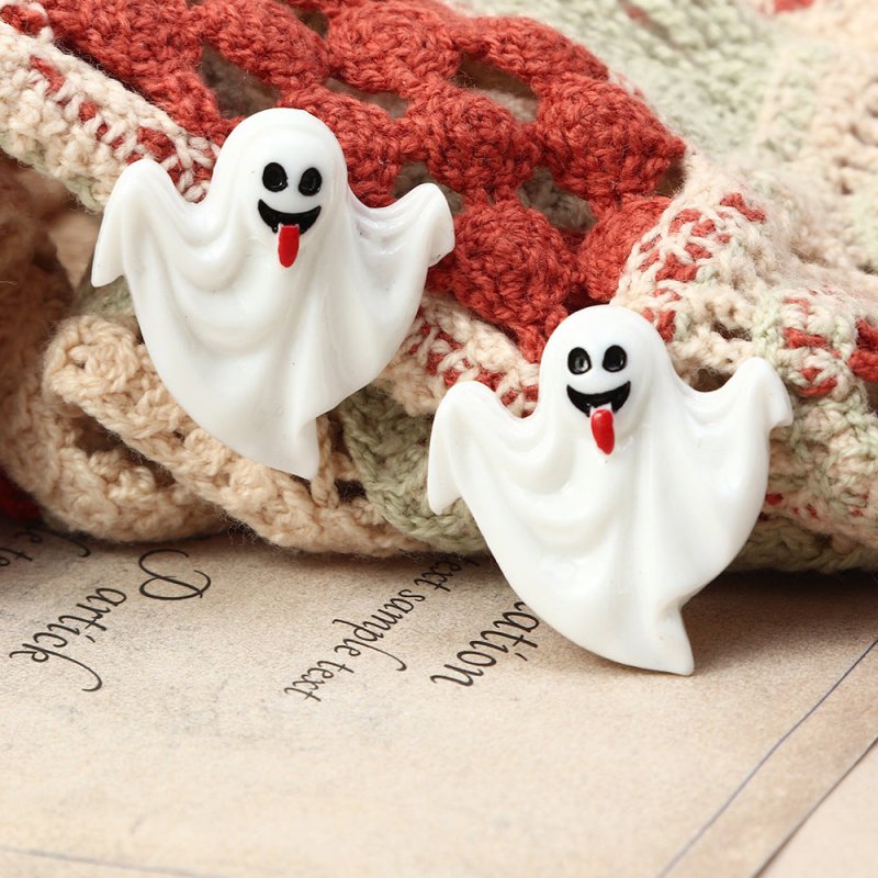 Fashion Halloween Simulation Plastic Ghost Face Pumpkin Ghost Death Ghost Festival Stud Earrings-Jewearrings