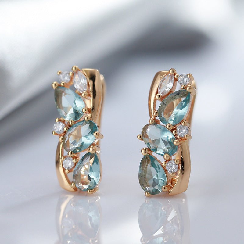 Fashion Inlaid Light Blue Zircon Women's Earrings-Jewearrings