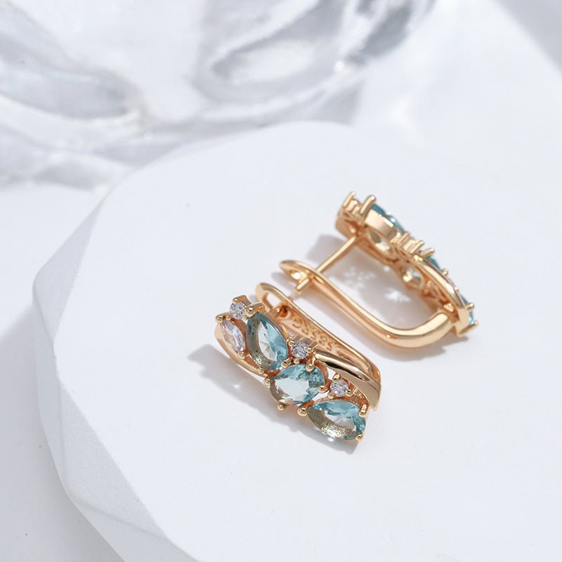 Fashion Inlaid Light Blue Zircon Women's Earrings-Jewearrings