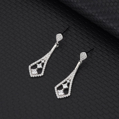 Fashion Inlaid Zircon Long Earrings S925 Sterling Silver Luxury-Jewearrings