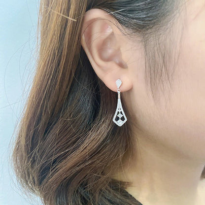 Fashion Inlaid Zircon Long Earrings S925 Sterling Silver Luxury-Jewearrings