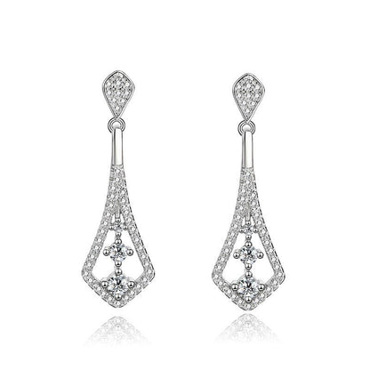 Fashion Inlaid Zircon Long Earrings S925 Sterling Silver Luxury-Jewearrings