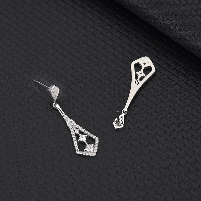 Fashion Inlaid Zircon Long Earrings S925 Sterling Silver Luxury-Jewearrings