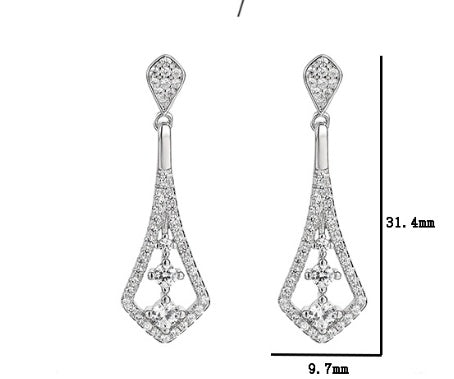 Fashion Inlaid Zircon Long Earrings S925 Sterling Silver Luxury-Jewearrings