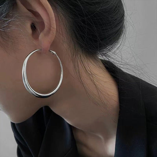 Fashion Ins Simple Female Big Circle Earrings-Jewearrings