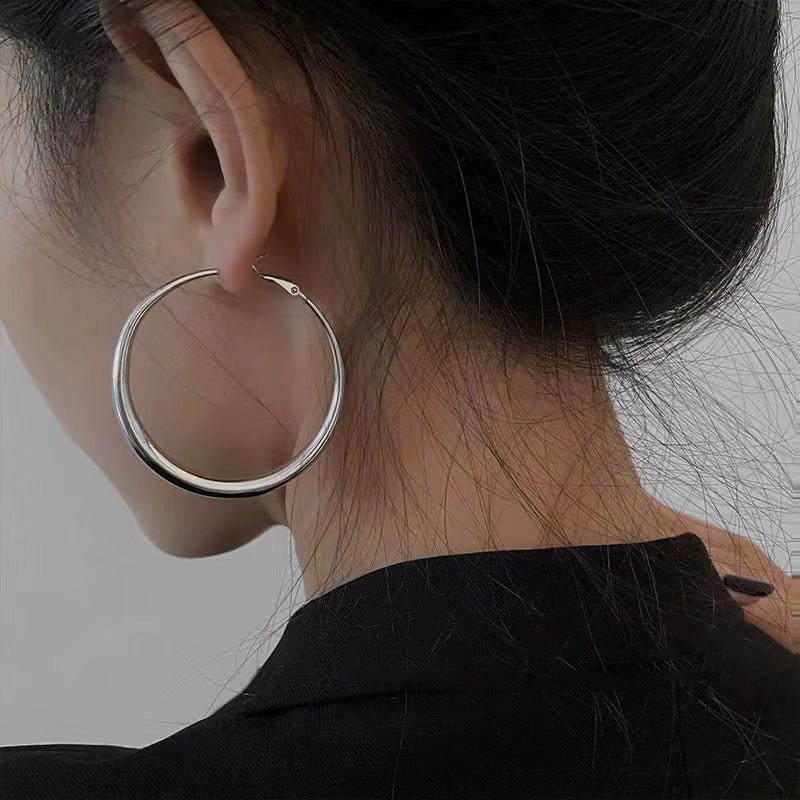 Fashion Ins Simple Female Big Circle Earrings-Jewearrings