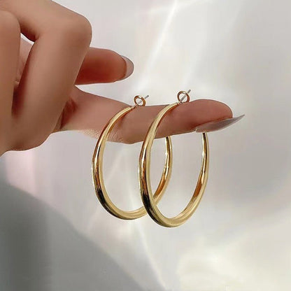 Fashion Ins Simple Female Big Circle Earrings-Jewearrings