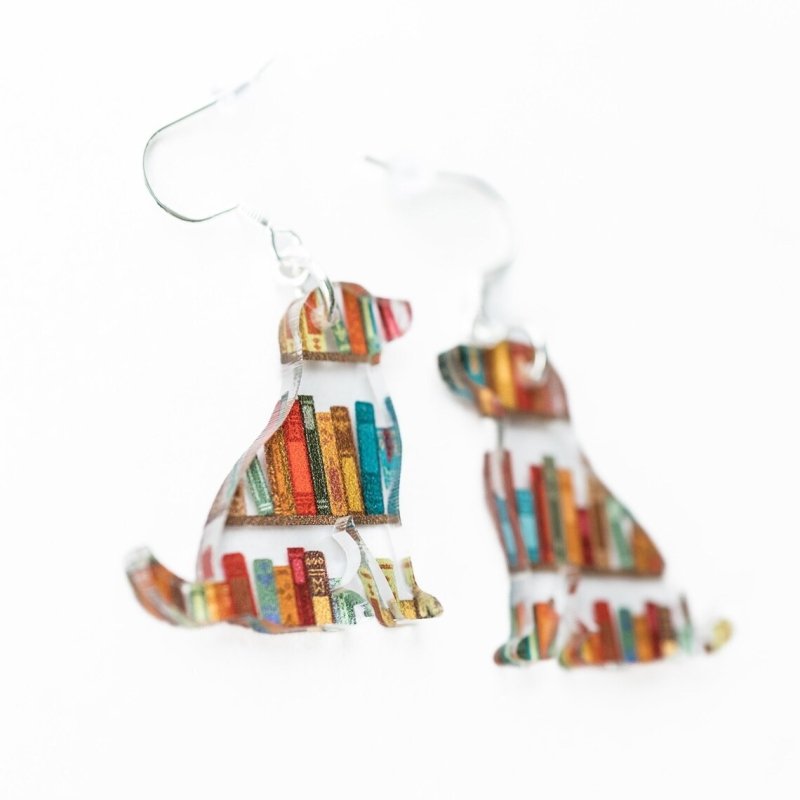 Fashion Jewelry Cat Bookshelf Classic Animal Acrylic Earrings-Jewearrings