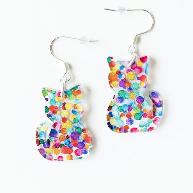 Fashion Jewelry Cat Bookshelf Classic Animal Acrylic Earrings-Jewearrings