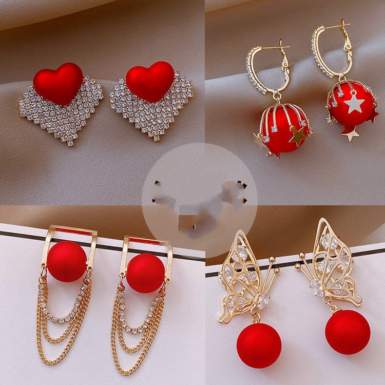 Fashion Jewelry Female Bowknot Pearl Earrings Temperament Christmas-Jewearrings