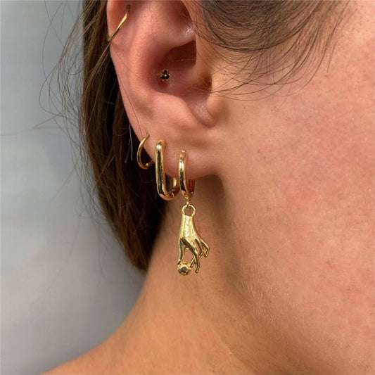 Fashion Jewelry Hip Hop Punk Gold Earrings-Jewearrings