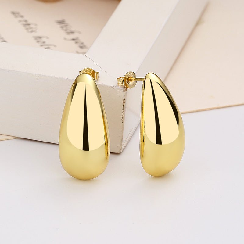 Fashion Jewelry Water Drop Glossy 16k Real Gold Plating Simple And Elegant Earrings-Jewearrings