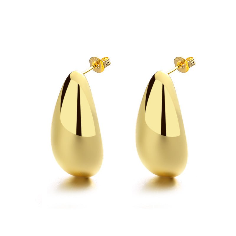 Fashion Jewelry Water Drop Glossy 16k Real Gold Plating Simple And Elegant Earrings-Jewearrings