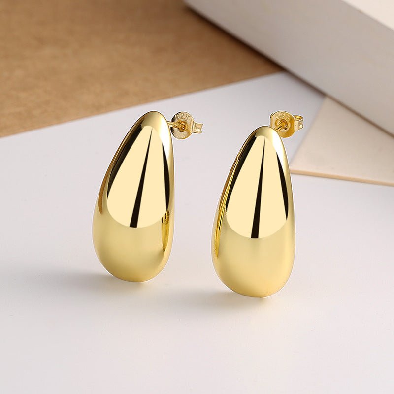 Fashion Jewelry Water Drop Glossy 16k Real Gold Plating Simple And Elegant Earrings-Jewearrings