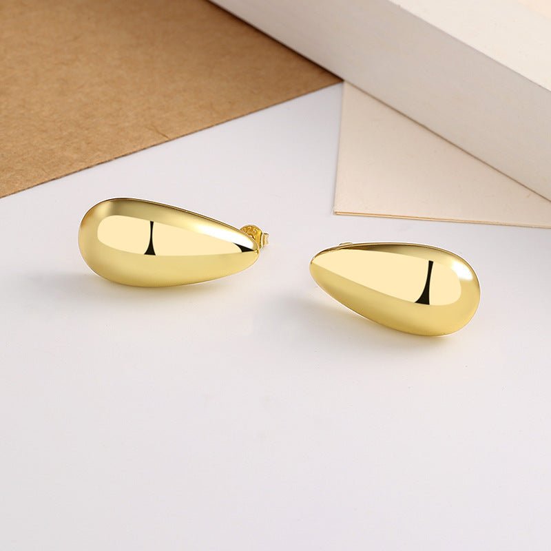 Fashion Jewelry Water Drop Glossy 16k Real Gold Plating Simple And Elegant Earrings-Jewearrings