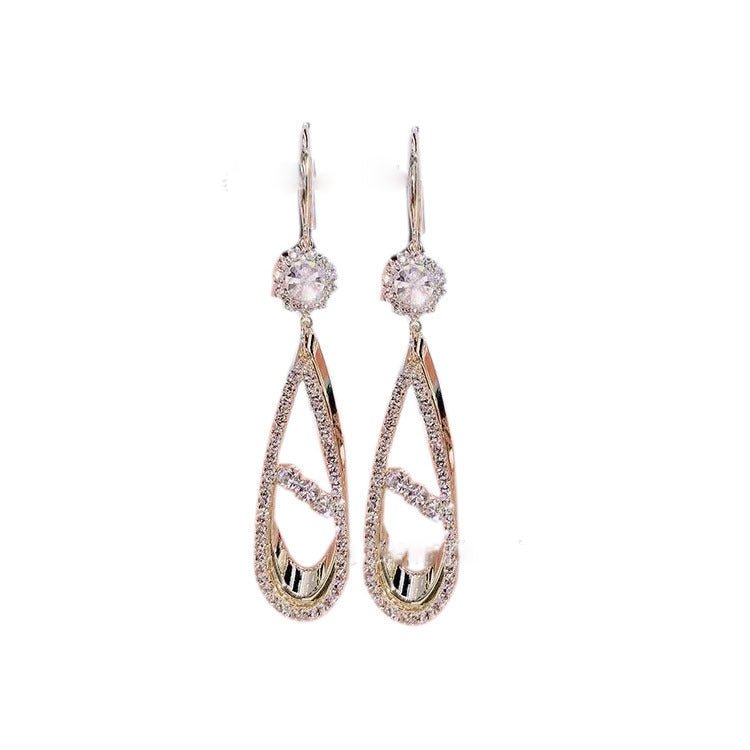 Fashion Lady Full Diamond Drop Earrings-Jewearrings