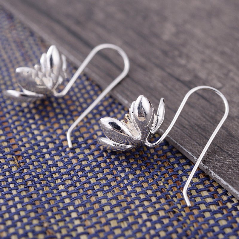 Fashion lady silver sweet jasmine long earrings-Jewearrings