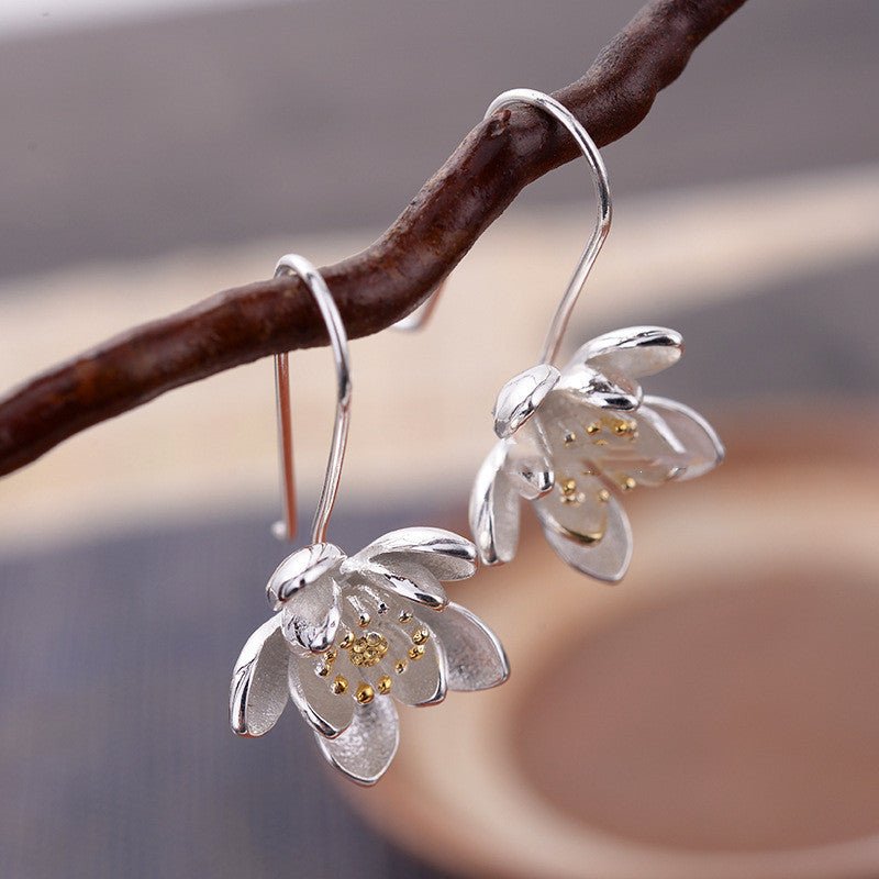 Fashion lady silver sweet jasmine long earrings-Jewearrings