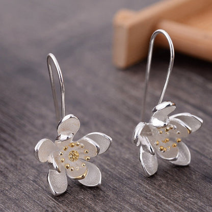 Fashion lady silver sweet jasmine long earrings-Jewearrings