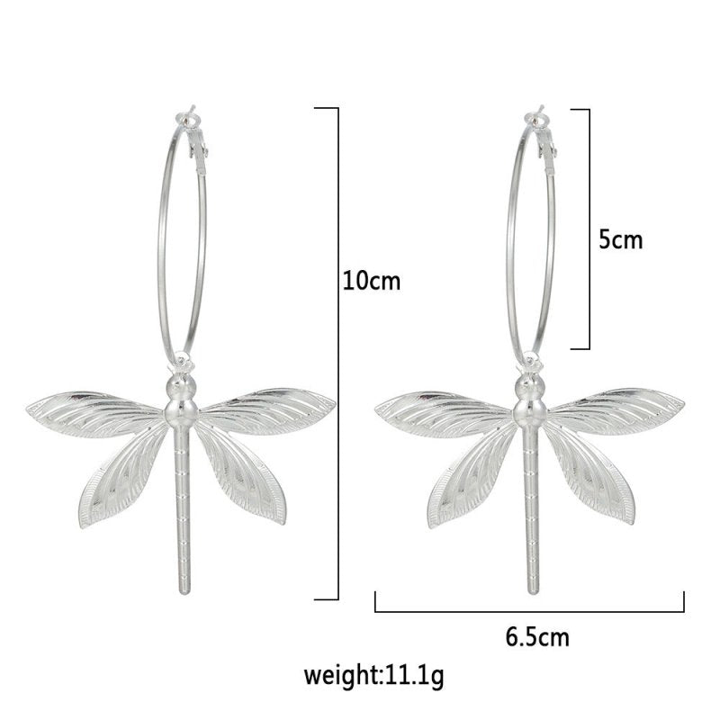 Fashion Large Retro Dragonfly Stud Earrings For Women-Jewearrings