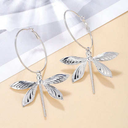 Fashion Large Retro Dragonfly Stud Earrings For Women-Jewearrings