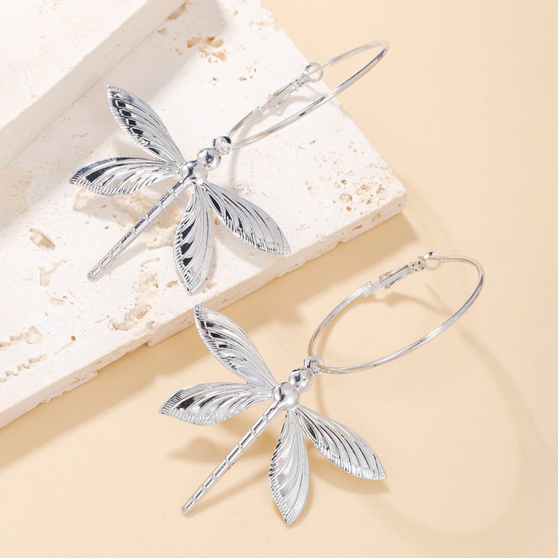 Fashion Large Retro Dragonfly Stud Earrings For Women-Jewearrings