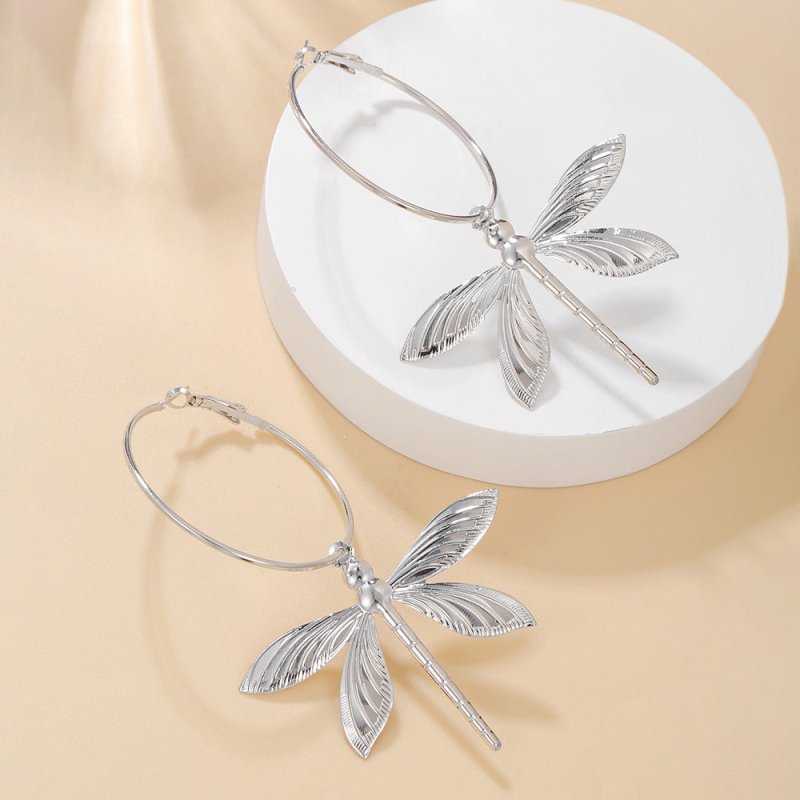 Fashion Large Retro Dragonfly Stud Earrings For Women-Jewearrings