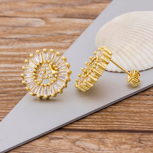 Fashion Letter Earrings for Women Gold Studs Jewelry-Jewearrings