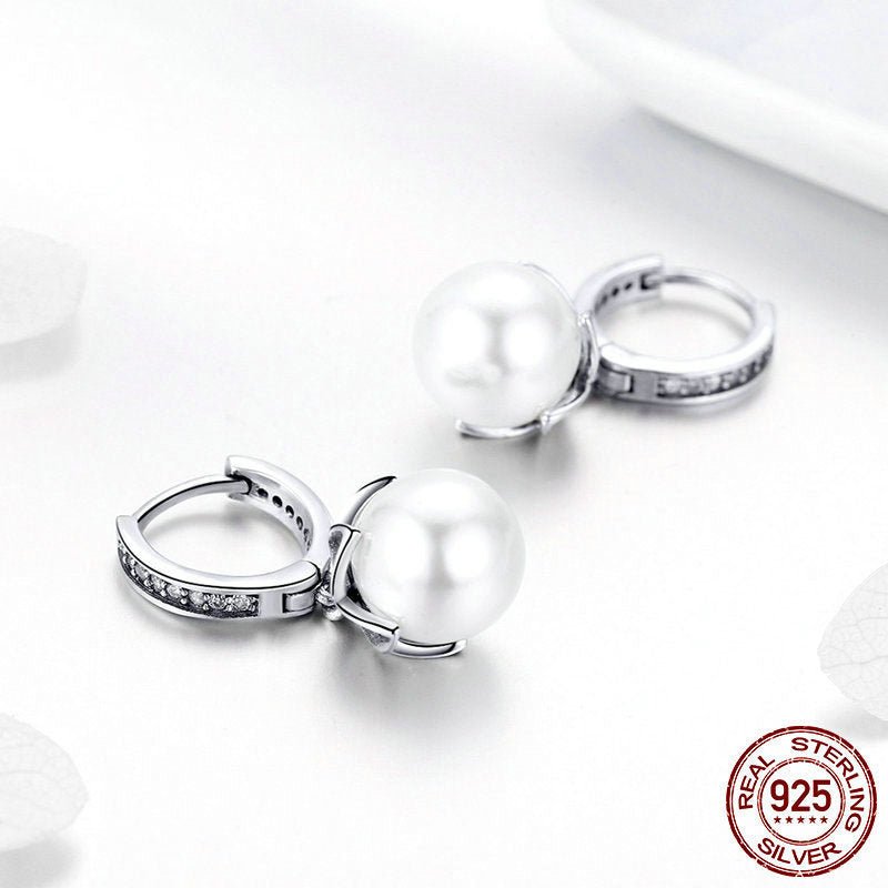 Fashion Long 925 Silver Temperament Pearl Earrings-Jewearrings