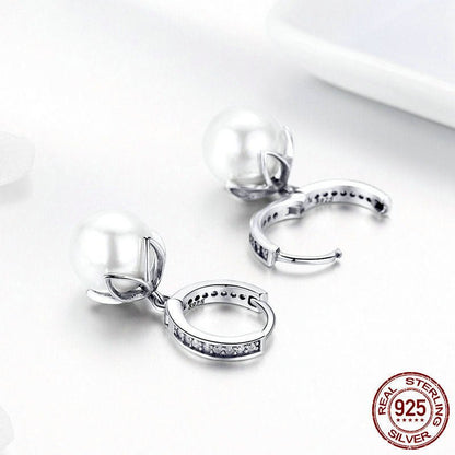 Fashion Long 925 Silver Temperament Pearl Earrings-Jewearrings