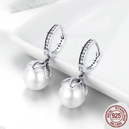 Fashion Long 925 Silver Temperament Pearl Earrings-Jewearrings