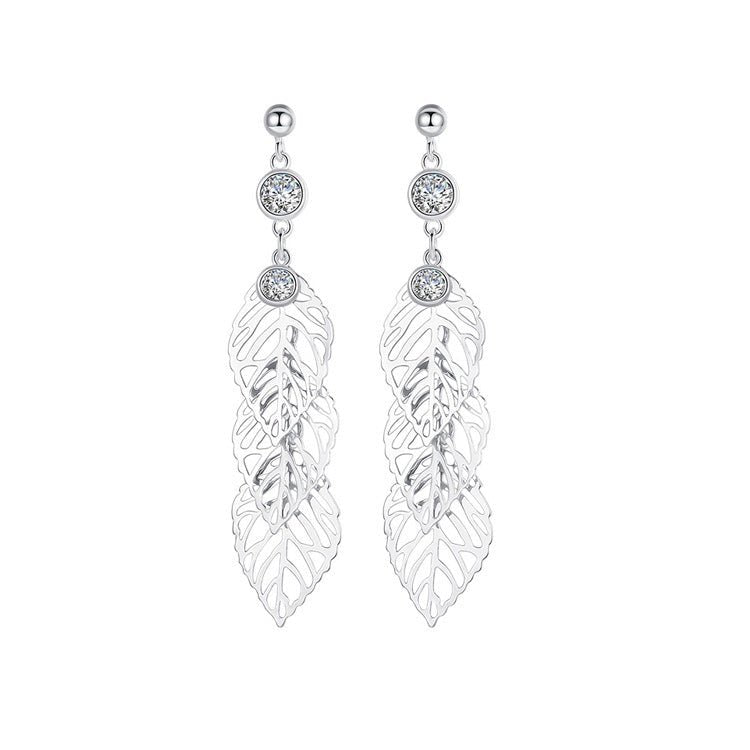 Fashion Long Leaf 925 Sterling Silver Earrings-Jewearrings