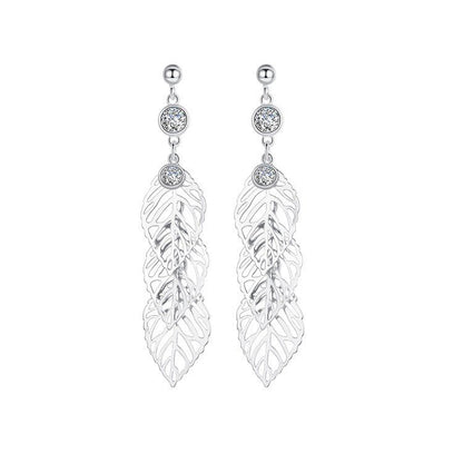 Fashion Long Leaf 925 Sterling Silver Earrings-Jewearrings