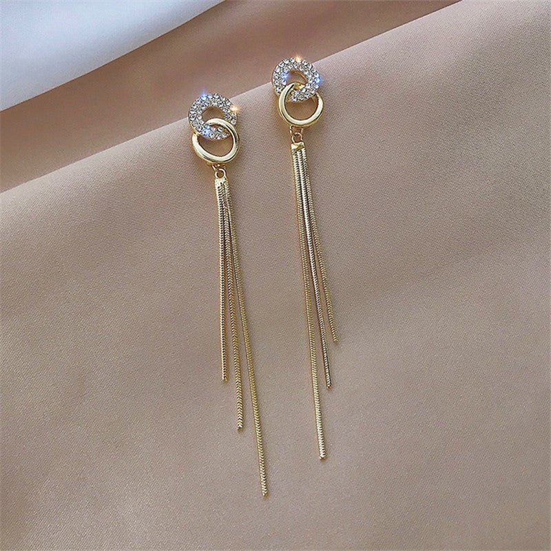 Fashion Long S925 Silver Needle Stud Earrings Korean Circle-Jewearrings